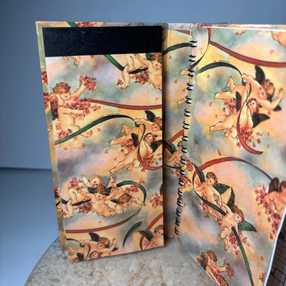 Vintage Cherub Angel Tri-Fold Stationery Set Small Multi Renaissance Print